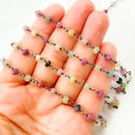 Load image into Gallery viewer, Multi Sapphire Faceted Oxidized Wire Chain.