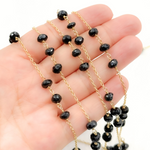 Load image into Gallery viewer, Black Spinel Gold Plated 925 Sterling Silver Wire Chain. BSP29