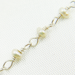 Load image into Gallery viewer, White Freshwater Pearl Sterling Silver Wire Chain