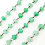 Load image into Gallery viewer, Chrysoprase Rondel Shape Oxidized Wire Chain