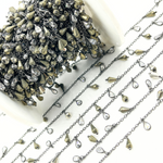 Load image into Gallery viewer, Pyrite and CZ Pear Shape Dangle Wire Chain.