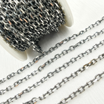 Load image into Gallery viewer, V33OX. Oxidized 925 Sterling Silver Diamond Cut Cable Link Chain
