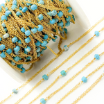 Load image into Gallery viewer, Turquoise Double Gold Plated Connected Wire Chain.