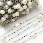 Load image into Gallery viewer, Crystal & Pearl Oxidized 925 Sterling Silver Wire Chain.