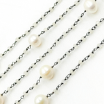 Load image into Gallery viewer, Moonstone & Pearl Oxidized 925 Sterling Silver Wire Chain.