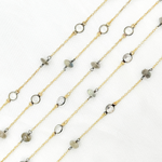 Load image into Gallery viewer, Labradorite & White Topaz Gold Plated Connected Wire Chain.
