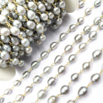Load image into Gallery viewer, Grey Pearl Wire Wrap Chain