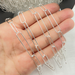 Load image into Gallery viewer, 925 Sterling Silver Paperclip Long Link & Short Link Chain