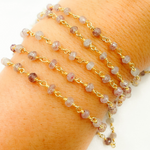 Load image into Gallery viewer, Strawberry Quartz Gold Plated Wire Chain