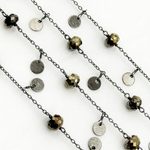 Load image into Gallery viewer, Pyrite and Dangle Disc Oxidized Connected Wire Chain.