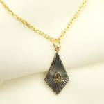 Load image into Gallery viewer, 925 Sterling Silver Black Rhodium with Diamonds Diamond Shape Charm.