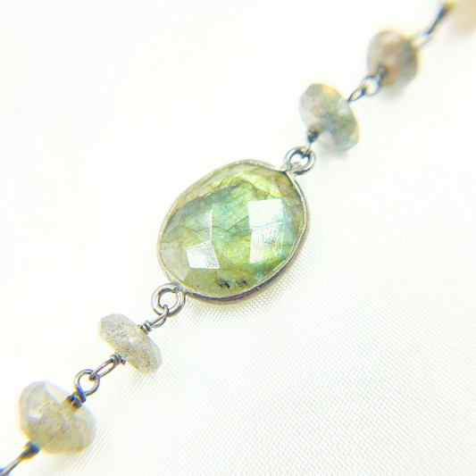Labradorite Fancy Oxidized Wire Chain.