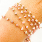 Load image into Gallery viewer, Rhodochrosite Gold Plated Wire Chain