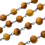 Load image into Gallery viewer, Wood Round Shape Wire Wrap Chain