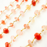 Load image into Gallery viewer, Strawberry Quartz Gold Plated Wire Chain