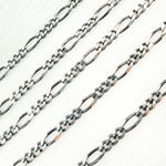 Load image into Gallery viewer, Black Rhodium & Sterling Silver Figaro Link Chain