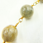Load image into Gallery viewer, Labradorite Smooth Round Shape Gold Plated Wire Chain