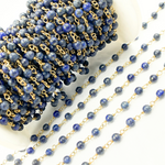 Load image into Gallery viewer, Lapis Lazuli Round Shape Gold Plated Wire Chain