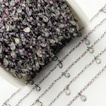 Load image into Gallery viewer, Coated Red Quartz & CZ Dangle Oxidized Wire Chain.