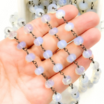 Load image into Gallery viewer, Opalite Rondel Shape Oxidized Wire Chain