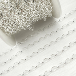 Load image into Gallery viewer, V177SS. Sterling Silver Diamond Cut Oval & Flat Round Link Chain