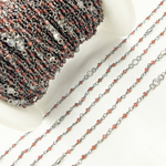 Load image into Gallery viewer, Garnet & CZ Oxidized Wire Chain.