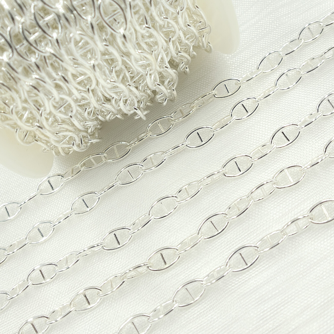 925 Sterling Silver Smooth Marina Link Chain.