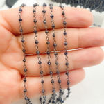 Load image into Gallery viewer, Blue Sapphire Oxidized Wire Chain