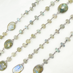 Load image into Gallery viewer, Coated Labradorite with Bezel Stone Oxidized Wire Chain