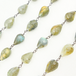 Load image into Gallery viewer, Labradorite Tear Drop Shape Oxidized Wire Chain. LAB92