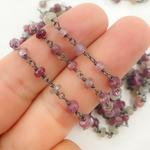 Load image into Gallery viewer, Multi Sapphire Pink Oxidized Wire Chain.