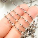 Load image into Gallery viewer, Coated Siloni Peach Moonstone 925 Sterling Silver Wire Chain.