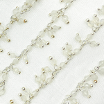 Load image into Gallery viewer, White Moonstone Cluster Dangle 925 Sterling Silver Wire Chain.