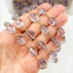 Load image into Gallery viewer, Pink Amethyst Gold Plated Wire Chain