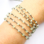 Load image into Gallery viewer, Prehnite Oxidized 925 Sterling Silver Wire Chain