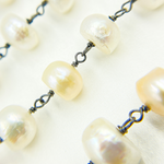 Load image into Gallery viewer, Peach Pearl Oxidized Oxidized Wire Chain.