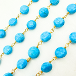 Load image into Gallery viewer, Turquoise Coin Shape Gold Plated Wire Chain