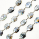 Load image into Gallery viewer, Coated Labradorite Organic Shape Bezel Oxidized Wire Chain