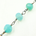 Load image into Gallery viewer, Blue Chalcedony Round Shape Oxidized Wire Chain