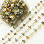 Load image into Gallery viewer, Coated Multi Moonstone Gold Plated Wire Chain