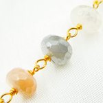 Load image into Gallery viewer, Coated Multi Moonstone Gold Plated Wire Chain.