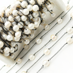 Load image into Gallery viewer, Freshwater Pearl Oxidized Connected Wire Chain
