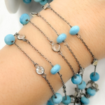 Load image into Gallery viewer, Turquoise & White Topaz Oxidized Connected Wire Chain