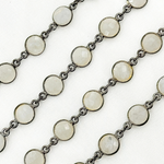 Load image into Gallery viewer, White Moonstone Round Shape Bezel Oxidized Wire Chain