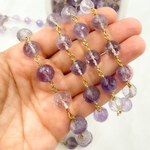 Load image into Gallery viewer, Pink Amethyst Round Shape Gold Plated Wire Chain