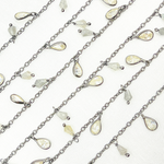 Load image into Gallery viewer, Labradorite Drop & CZ Pear Shape Dangle Oxidized Wire Chain.
