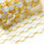 Load image into Gallery viewer, Opalite Round Shape Bezel Gold Plated Wire Chain
