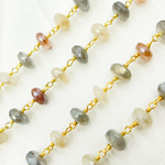 Load image into Gallery viewer, Coated Multi Moonstone Gold Plated Wire Chain