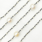 Load image into Gallery viewer, Moonstone & Pearl Oxidized 925 Sterling Silver Wire Chain.