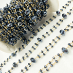 Load image into Gallery viewer, Coated Black Spinel Gold Plated Wire Chain.